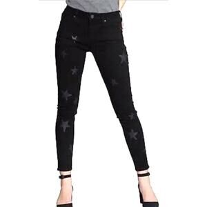 Driftwood Womens Jackie Skinny Denim Jeans High Rise Black Star Details Size 29